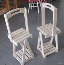 Puunkantotelineet pinottuna.